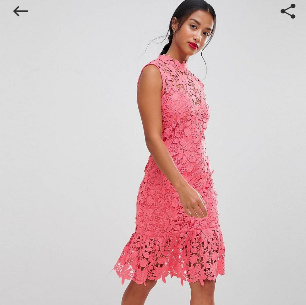 Paper dolls petite high neck crochet  pephem dress